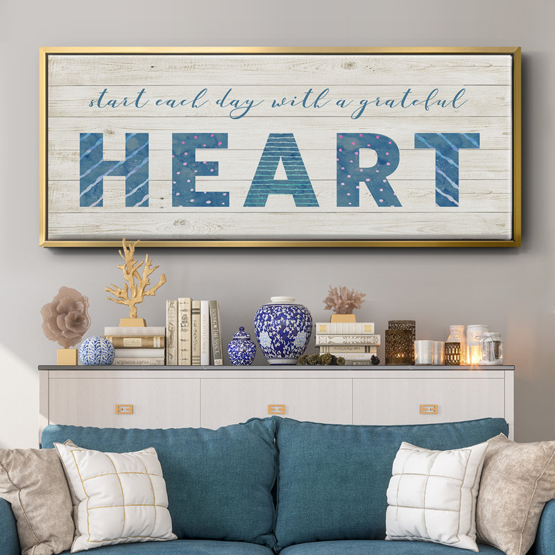 Grateful Heart- Framed Canvas, 24" H x 60" W