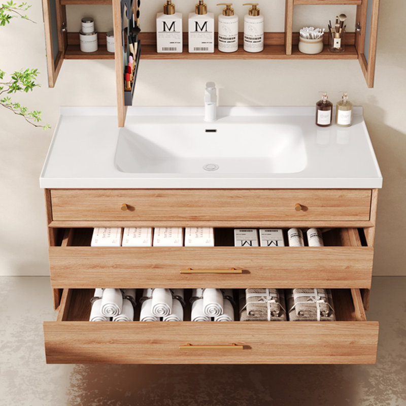Japanese style log bathroom cabinet