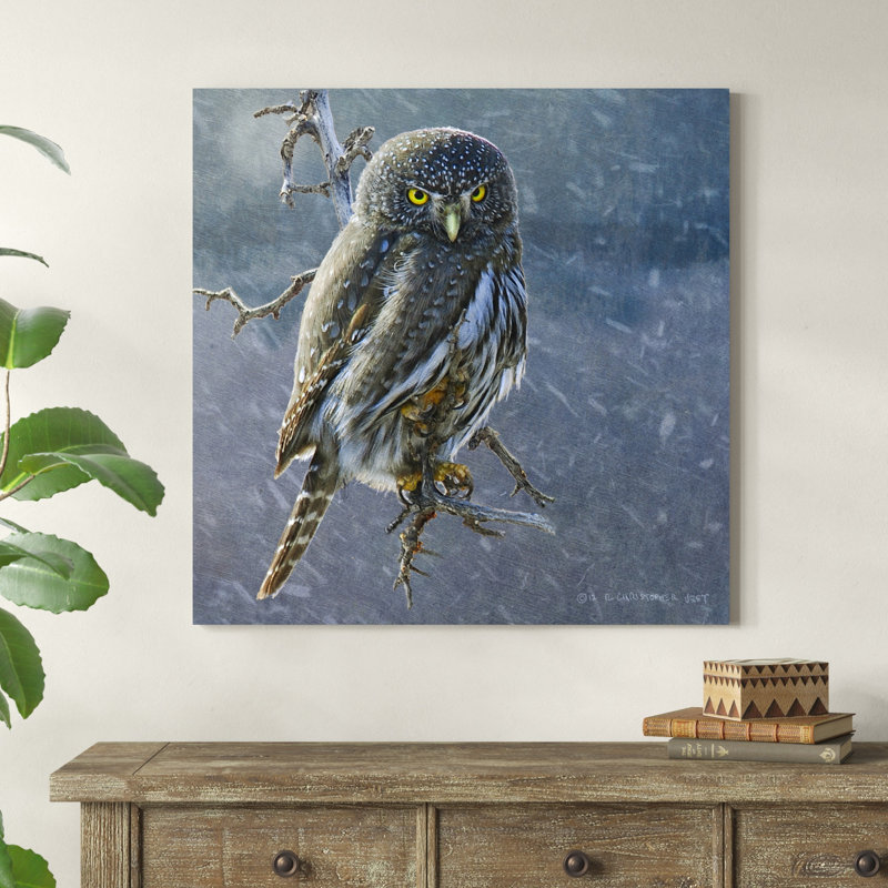 Hibou en hiver II, H 36 po x l 36 po x P 1,25 po