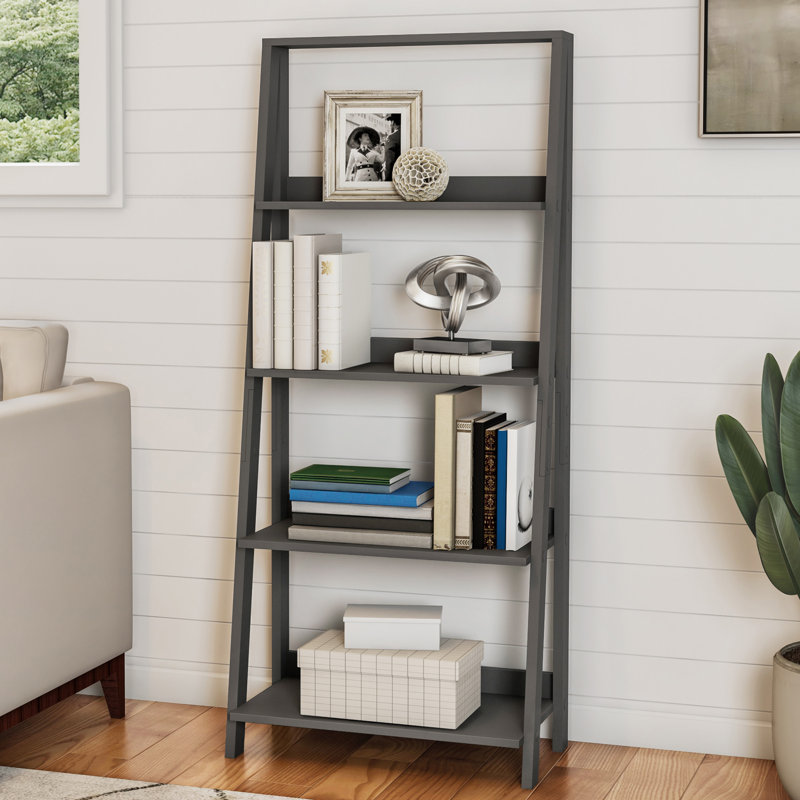 140.3cm H x 61cm W Ladder Bookcase, Grey
