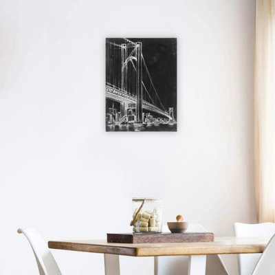 Pont suspendu noir, art mural en toile 24 x 18 po