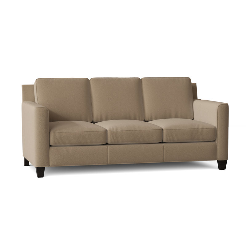 Yorba Leather Sofa, Aline Fumo Genuine Leather, Cobblestone