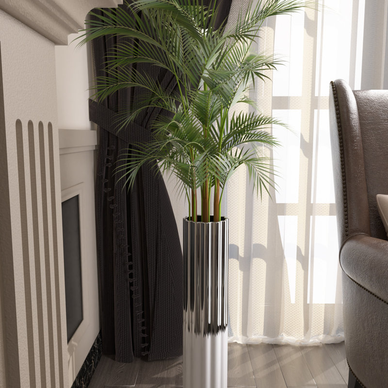 Vase de plancher en céramique Arianna, Chrome / Blanc