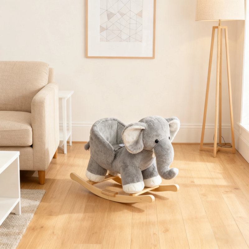 Cheval à bascule en peluche avec effets sonores, jouet sécuritaire pour tout-petits avec guidon, ceinture de sécurité et repose-pieds, chaise berçante pour enfants de 1 à 3 ans