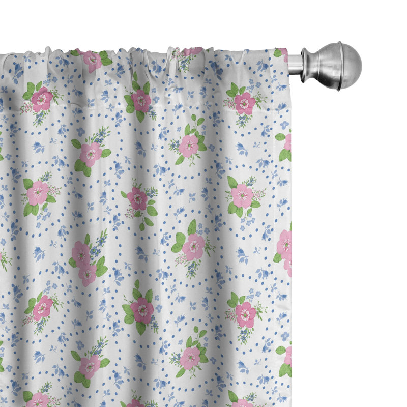 Shabby Floral Semi-Sheer Rod Pocket Curtain Panels, 28" x 84"