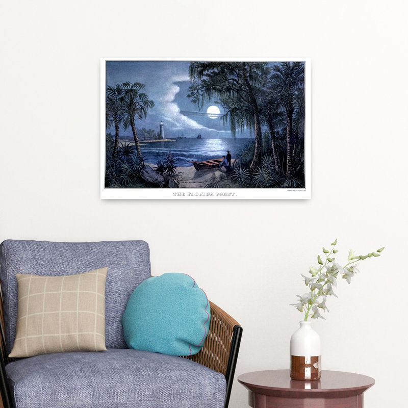 1850S The Florida Coast - Currier & Ives Lithograph - 1855 Peaceful Abstract Contemporary Beach Ocean Wall Art