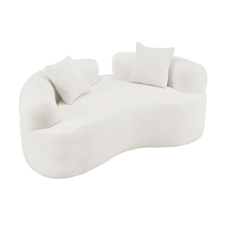 66,93 pouces Causeuse incurvée blanche pleine compression, éponge, canapé compact sans assemblage pour les petits espaces et les appartements