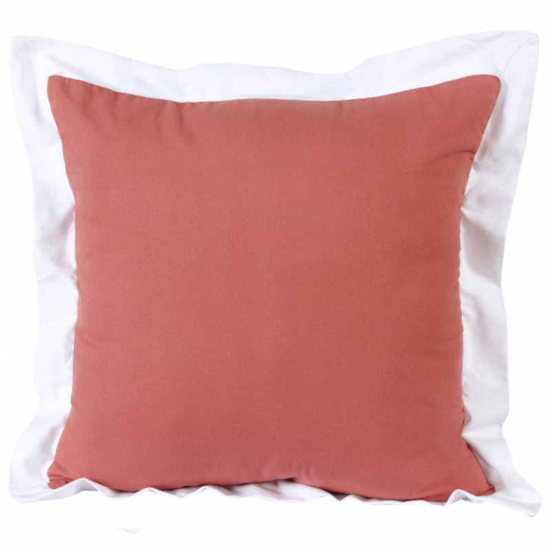 20" X 20" 100% Cotton Zippered Pillow, Orange/White