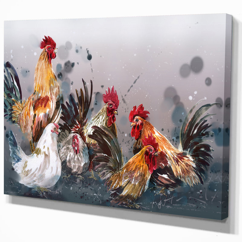 «Farmhouse Group of Rooster», impression, H 20 po x l 20 po x P 1 po, Toile tendue