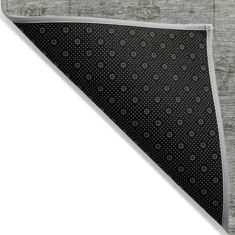 Pewter Gray Rectangular Synthetic Washable Rug