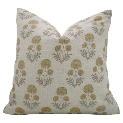 Fabdivine Pillow Cover Handmade Block Print Cushion-Sun Flower