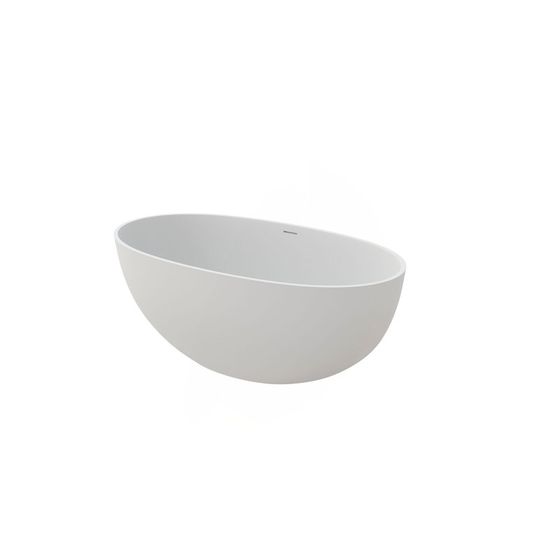 55" Solid Surface Deep Soaking Bathtub, Matte White