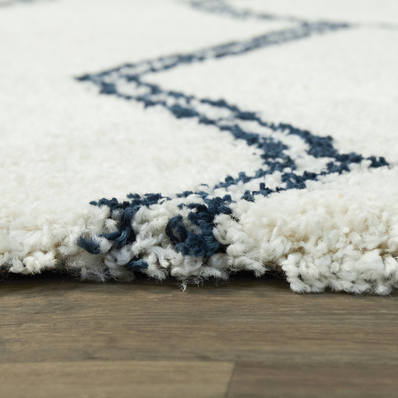 Tapis crème / bleu Karratha, Rectangle 5 pi 3 po x 7 pi