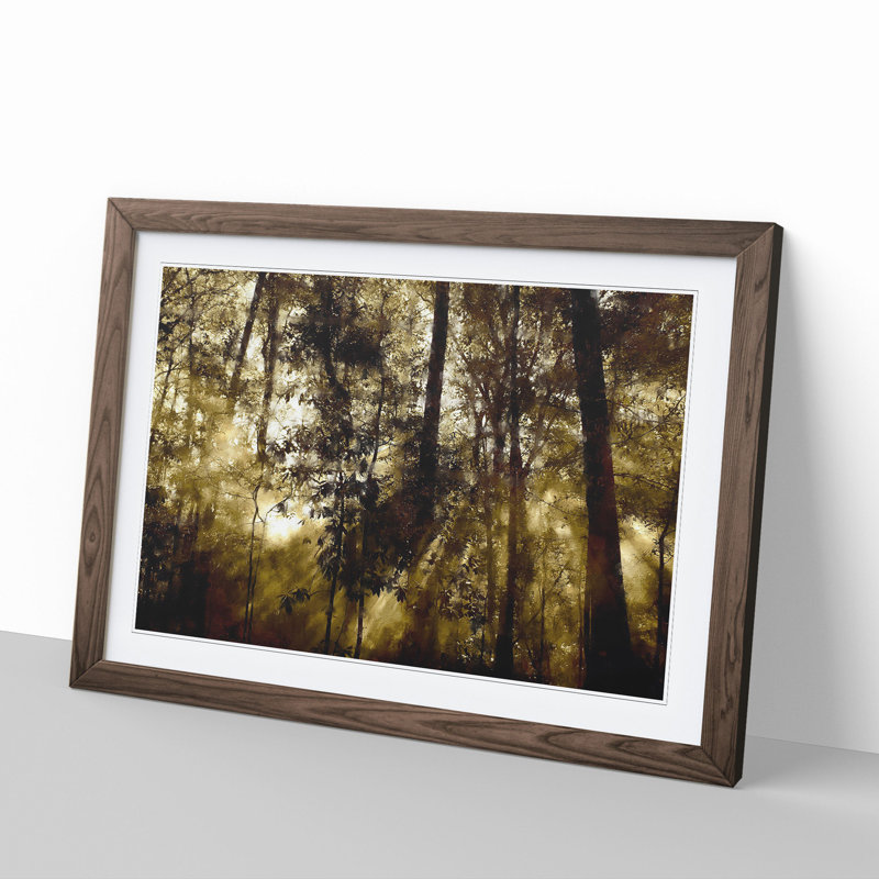 Sunlight Forest Vol.8 - Picture Frame Painting, Walnut Framed, 48cm H x 65cm W x 2cm D