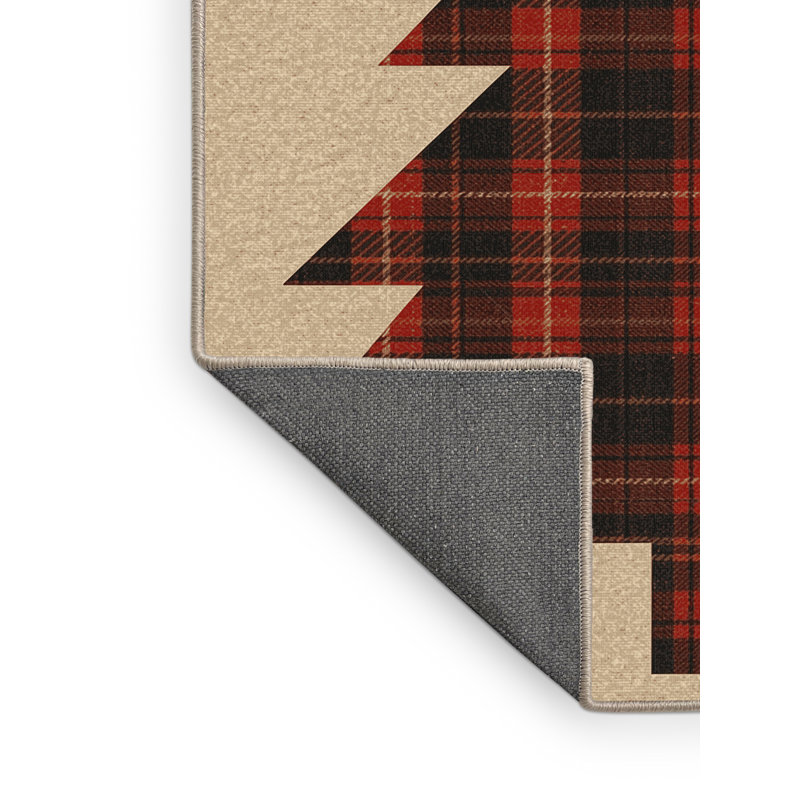 Soft Plush Ferland Christmas Modern & Contemporary Abstract Area Rug in Brown – Beige Binding, 2x3