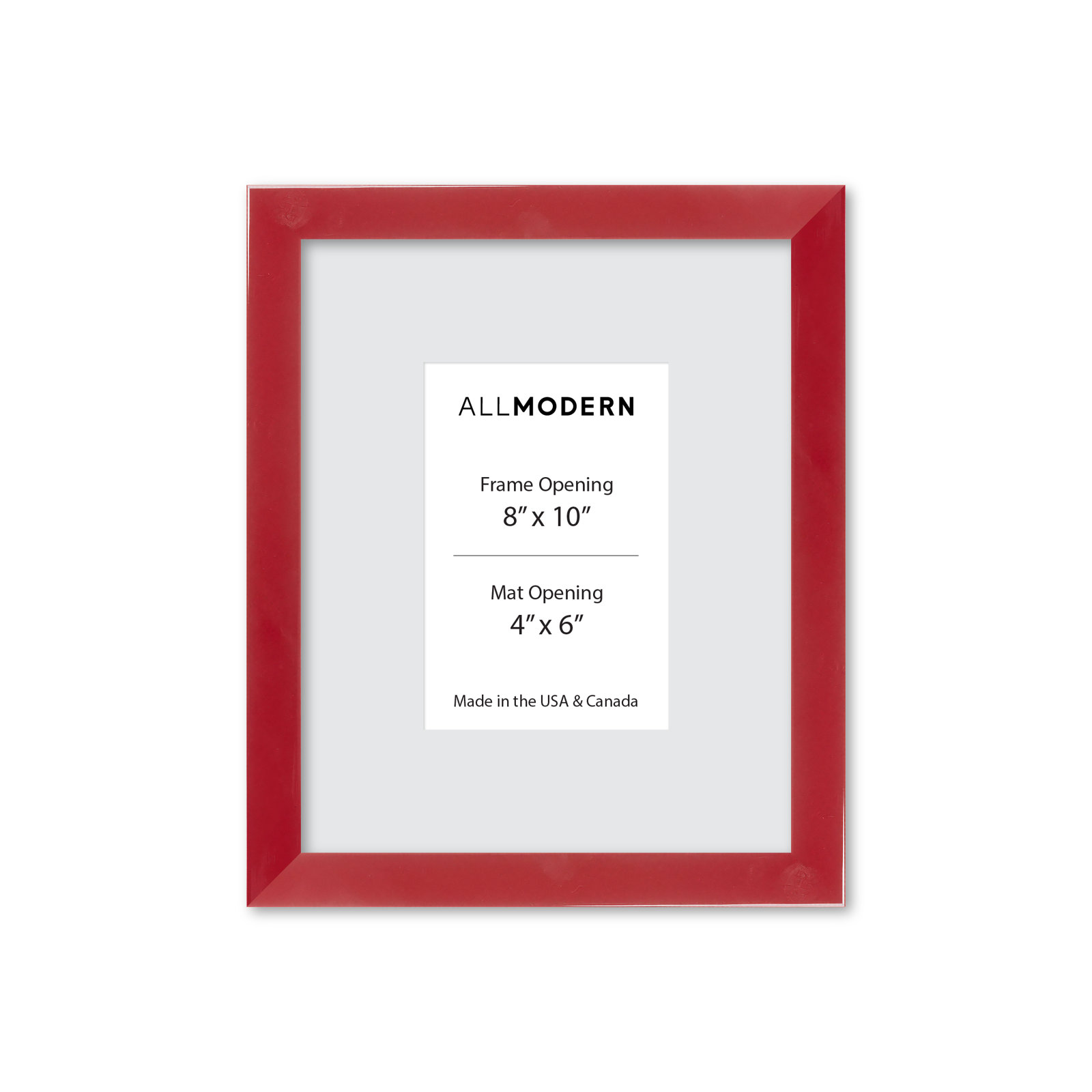 Willin Solid Wood Picture Frame with Mat, 8" W x 10" H, Red