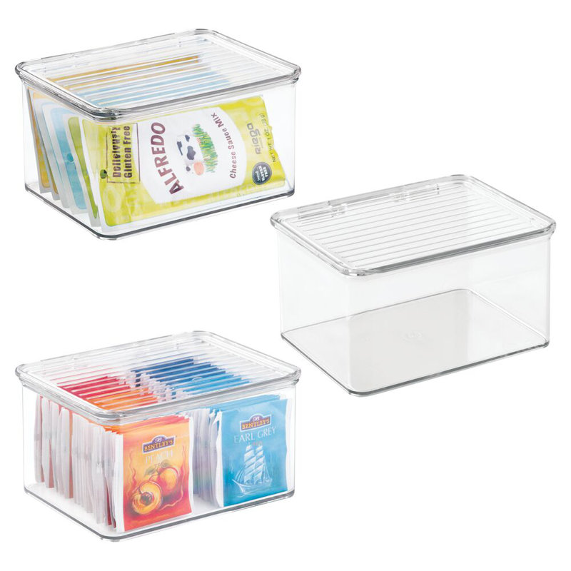 iDesign Stackable Hinged-Lid Pantry or Kitchen Storage Box - Lidded Storage Box for Organizing Cabinets and Under Sinks