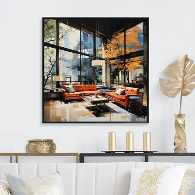 Corail noir Mid Century Elegance I - imprimé