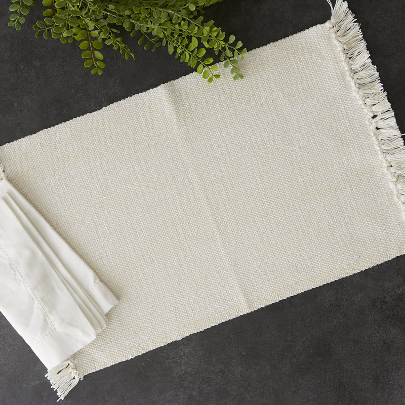 Ensemble de napperons en coton Wieland, Naturel, À rayures