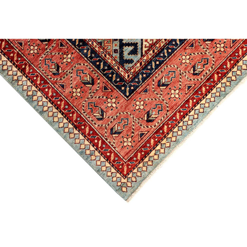 Tapis unique noué à la main orange / brun / bleu / vert de haute qualité