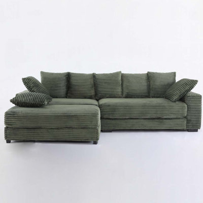108.6"Corduroy Sectional Couches With Storage Ottoman