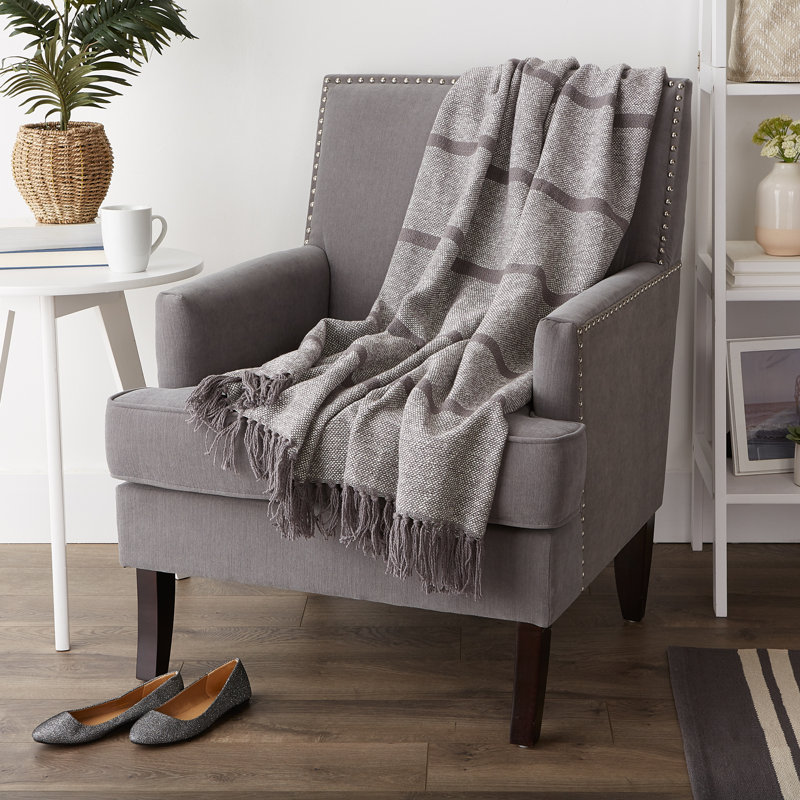 Woven Throws Hand Woven Throw Blanket, Gray