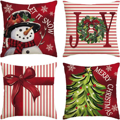 Merry Christmas Let It Snow Joy Stripes Gift Box Red