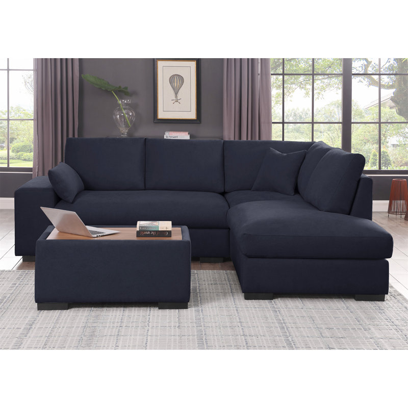 Canapé modulaire en tissu tissé gris foncé Joshua, Tissu gris foncé