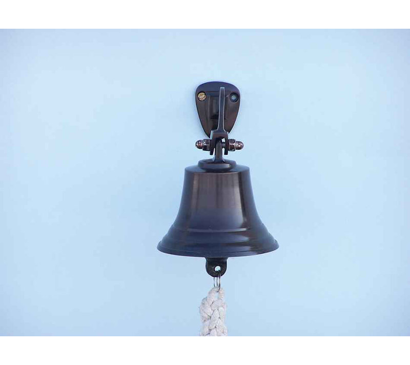 Décoration murale cloche en métal bateau, H 6 po x l 4 po x P 4 po, Bronze