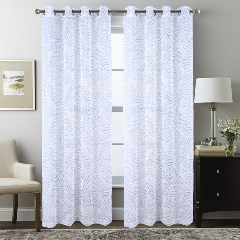 Panneau de rideau de fenêtre semi-transparent Faye, Bleu, L 54 po x L 84 po