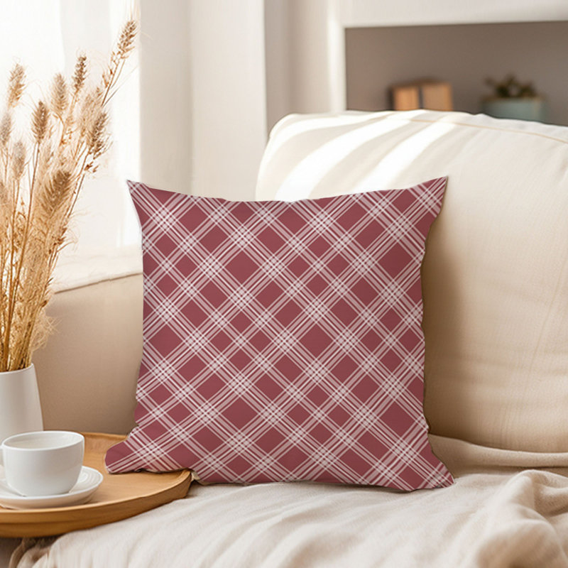 Retro Maroon Plaid Pattern IV, 18"H x 18"W