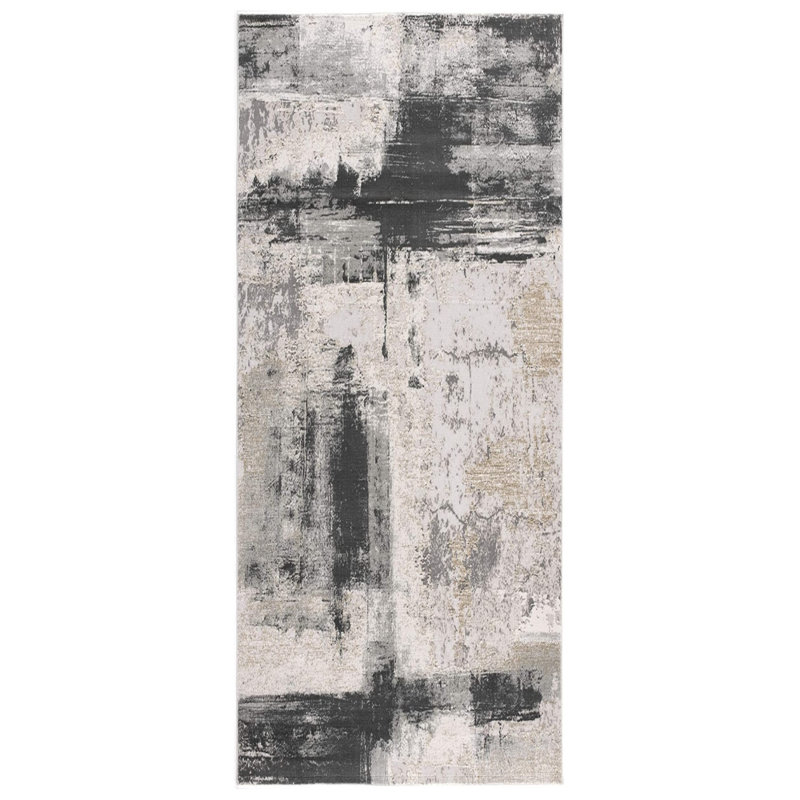 Tapis crème et gris, Tapis de couloir 2 pi x 8 pi