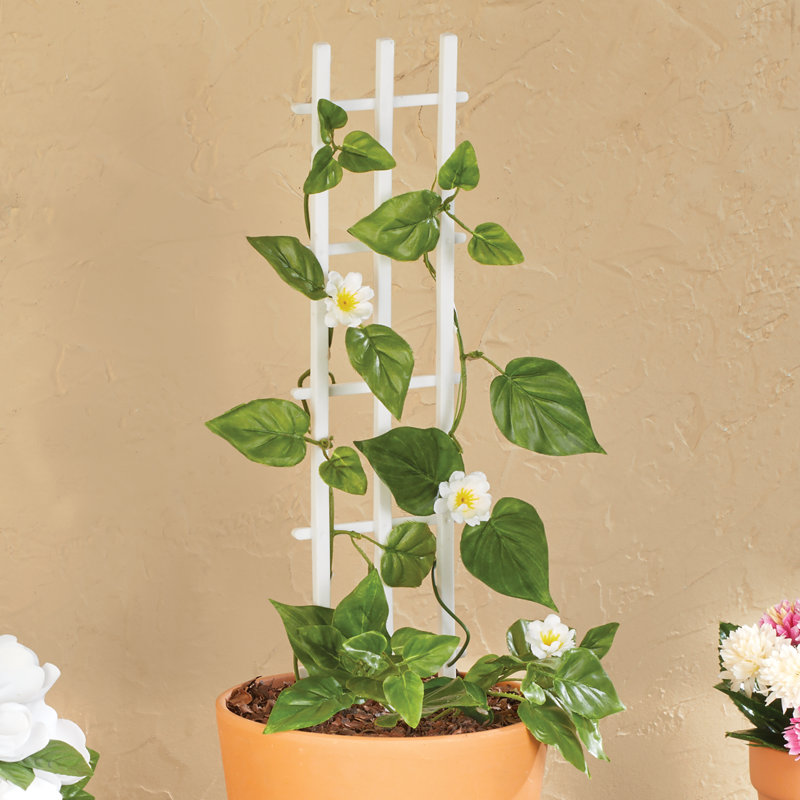 White Plastic Trellis Plant Support Stakes - Set of 6