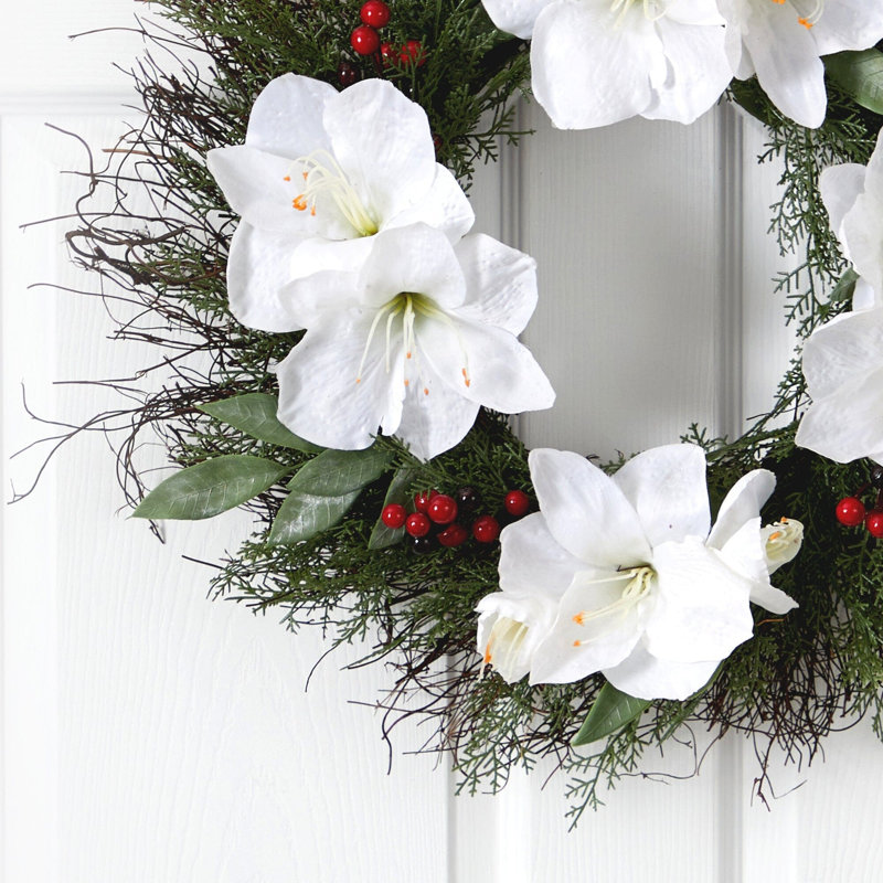 Amaryllis and Ruscus with Berries Wreath