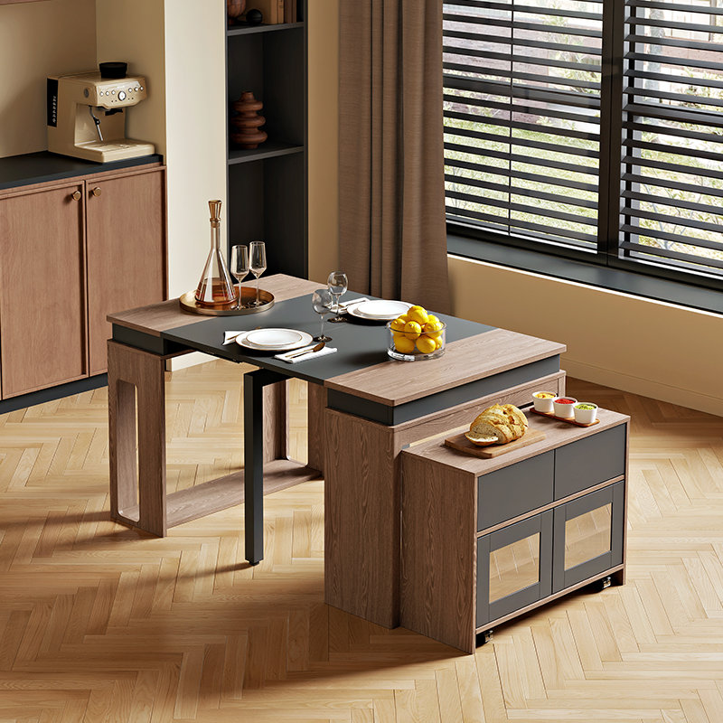 Dining Table with Extendable Tabletop and Storage George Modern, Brown