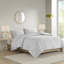 Housse de couette très grand / très grand avec - gris blanc, lavable à la machine, literie confortable, tissu 3 pièces à médaillon doux, boutonné