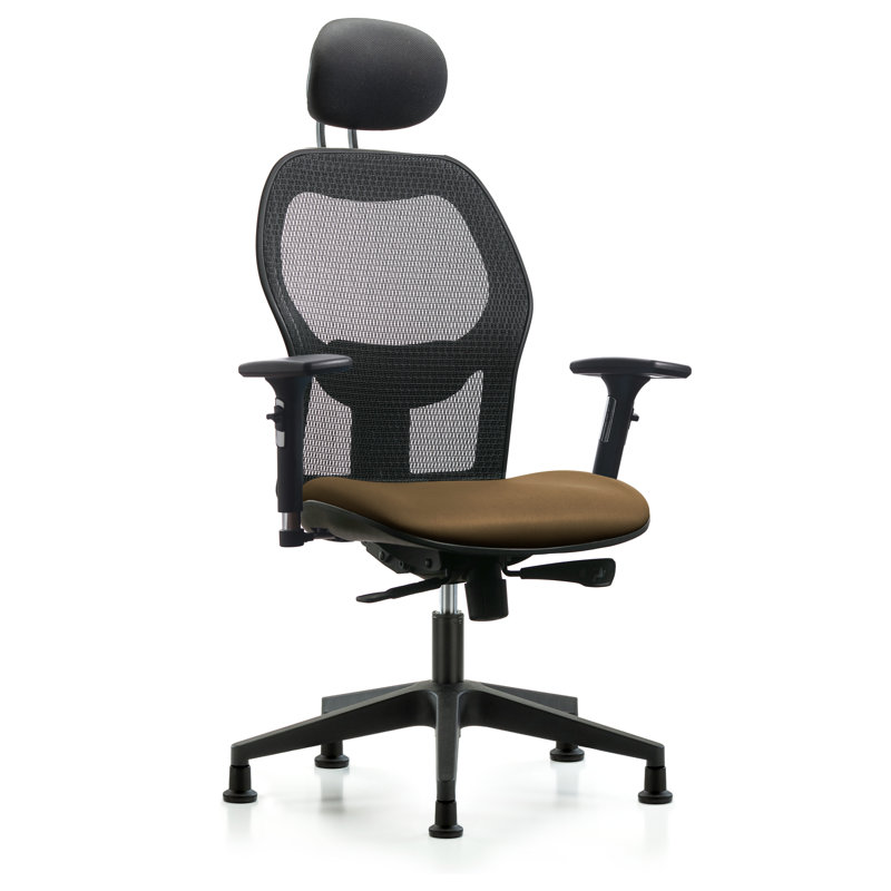Vinyl Task Chair with Headrest, Taupe, Glides