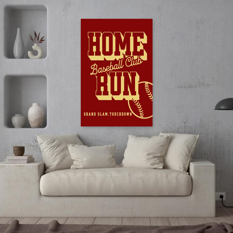 Home Run Baseball Club Red Contemporary Architecture Wall Art Print, 91.44cm H x 60.96cm W