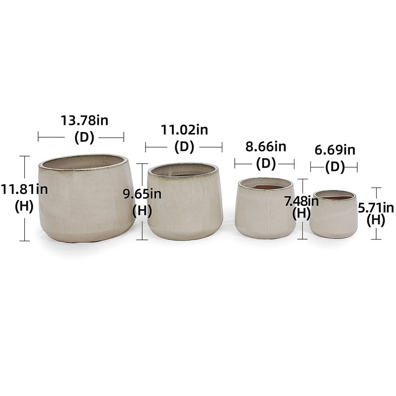 4 pots de fleurs en céramique, pot de fleurs moderne, Blanc