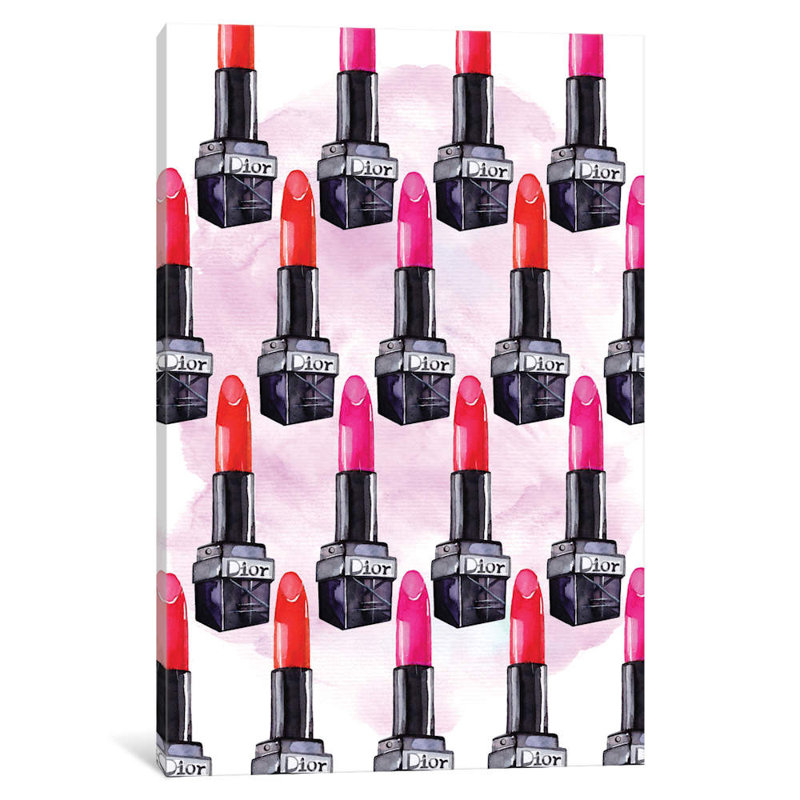 'Lipstick Dior Collection' Painting on Wrapped Canvas, 66.04 cm H x 45.72 cm W x 3.175 cm D