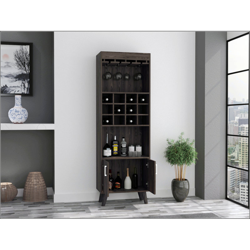 Dark Walnut 1-Drawer 2-Shelf Bar Cabinet