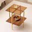 Table de bout en verre, canapé de style Mid-Century à 2 niveaux avec tablette en noyer