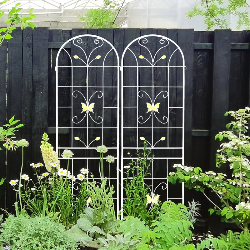 Treillis de jardin en métal 86,7 po x 19,7 po, 2 pièces, blanc crème, antirouille