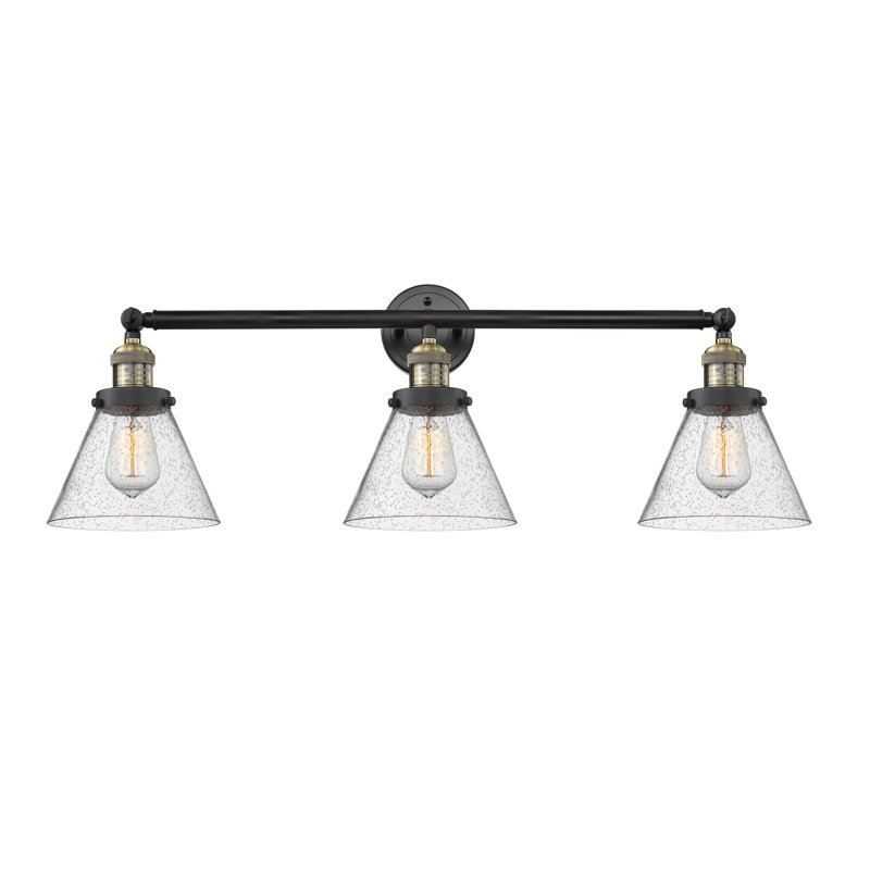 Sartain 3 - Light Dimmable Vanity Light, Seedy, Black Antique Brass, Bulb Not Included