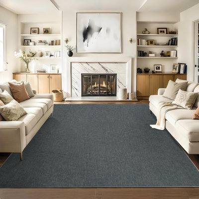 Très grand tapis de 10 pi x 13 pi de couleur unie, neutre, minimaliste, de couleur unie, antidérapant et antidérapant