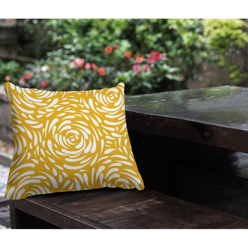 Coussin décoratif intérieur / extérieur Carvell, L 19 po x H 19 po, Jaune