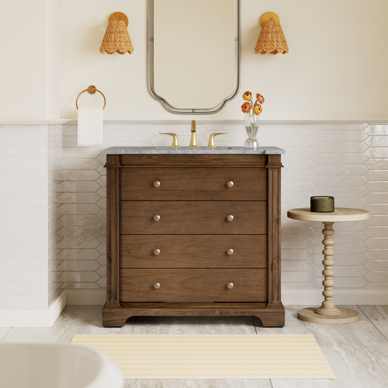 Garza 36" Single Bathroom Vanity Set, Brown