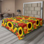 Jaune terre et rouge écarlate / motif floral