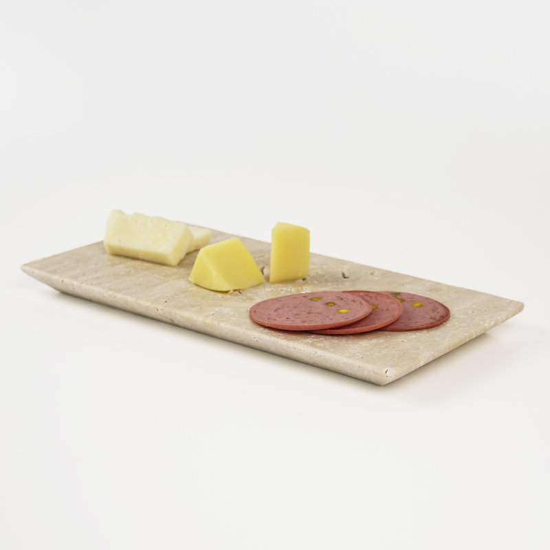 Natural Rectangular Travertine Serving Tray – Decorative Stone Vanity Tray for Kitchen, Bathroom & Tabletop, Beige