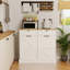 Armoire-poubelle de cuisine blanche avec 2 tiroirs, 1 tablette inclinable et des tablettes - look moderne pour espace de porte de rangement